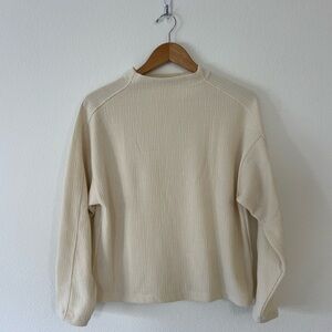 Madewell Jacquard Funnel Neck Top size SMALL in cream